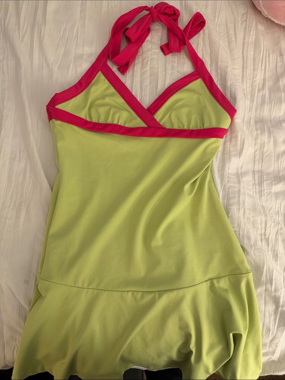 Peppermayo Lyrah Halter Mini Dress Green & Pink